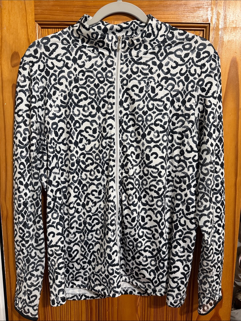 Gottex Black and White Patterned Zip Hoodie